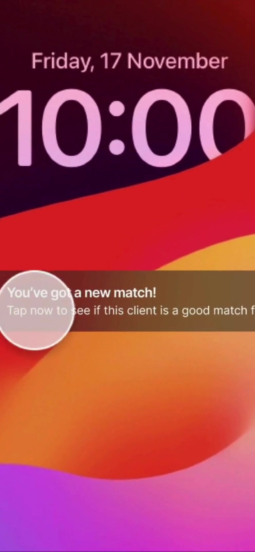Pyng notification telling an expert that a new matched lead is ready to review.